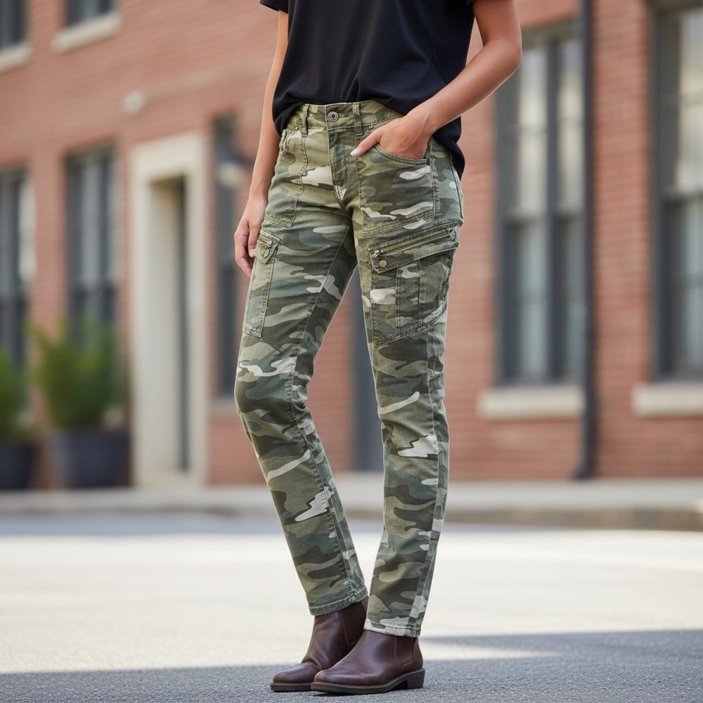 Jolt Camo Cargo Pants Size 11 Green Utility Slim Straight